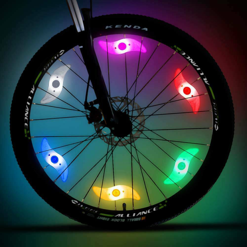 2 X COLOUR Bike Lights Bicycle Cycling Wheel Spoke Wire Tyre Bright LED Flashing
